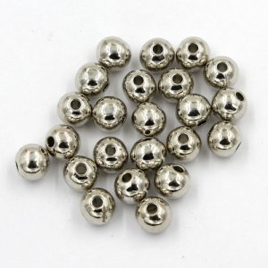 100Pcs 8mm CCB acrylic round spacer beads, dark silver, hole:1.5mm