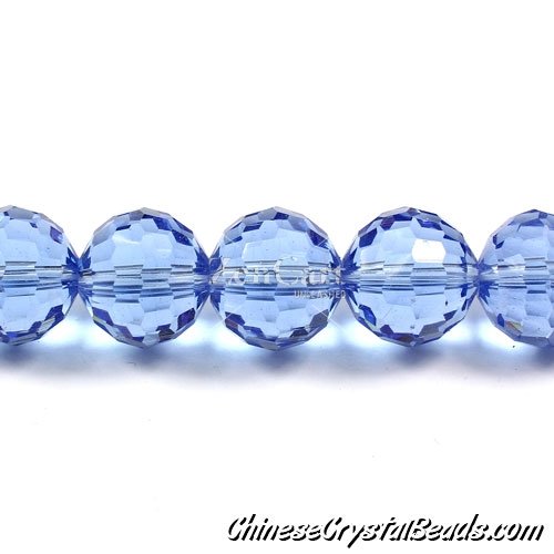 crystal round beads, Crystal Disco Ball Beads, light sapphire, 96fa, 14mm, 10 beads