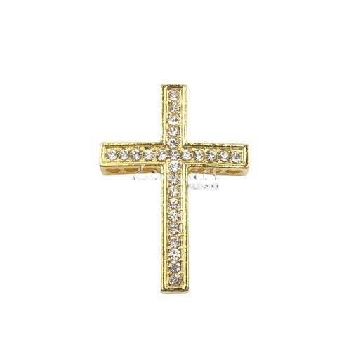pave alloy cross, gold, 27x38mm, Pave