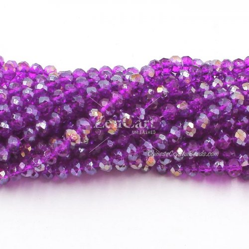 4x6mm Paint Purple Half AB Chinese Crystal Rondelle Beads about 95 beads