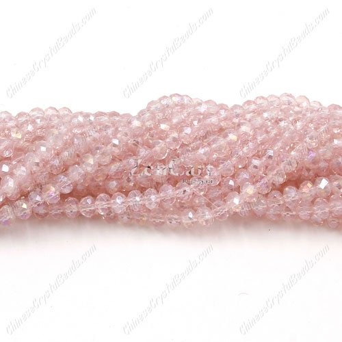 130Pcs 3x4mm Chinese rondelle crystal beads, light pink AB