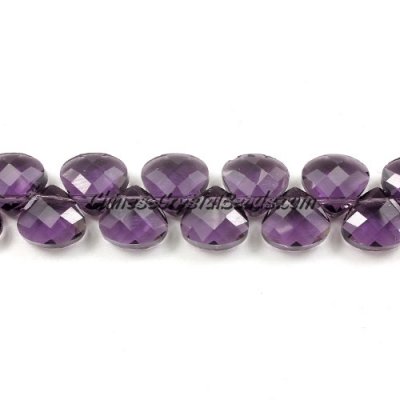 Crystal Flat Briolette beads strand ,9x10mm, violet, 20 beads