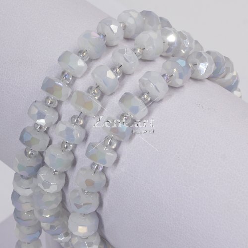 80Pcs 5x8mm angular crystal beads opaque white AB