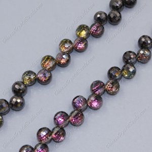 20Pcs chinese crystal round drop beads, 8mm, hole:1.5mm, Hematite and purple