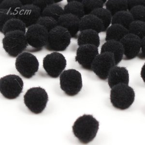 50Pcs 15mm Craft Fluffy Pom Poms Bobble ball, black color