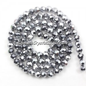 Chinese Crystal 4mm Long Round Bead Strand, Silver , about 100 beads