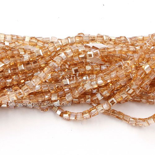 180pcs 2mm Cube Crystal Beads, golden shadow