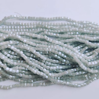 4mm Cube Crystal beads about 95Pcs, gray jade light