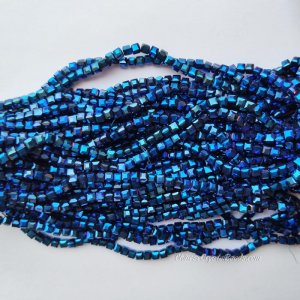4mm Cube Crystal beads about 95Pcs, blue light