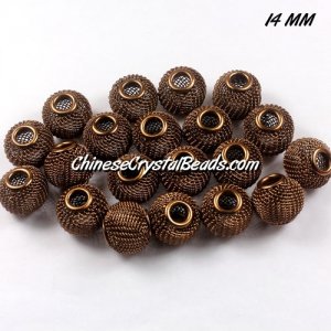14mm Brown Mesh Bead, Basketball Wives, 12 pieces