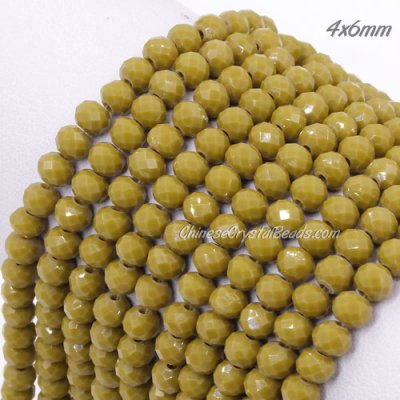 4x6mm rondelle crystal beads opaque Khaki about 95 Pcs