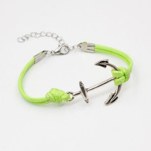 anchor Waxed Cords bracelet green, 1pc