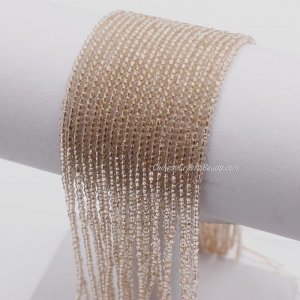 200Pcs 1.5x2mm rondelle crystal beads Silver Champagne with Polyester thread