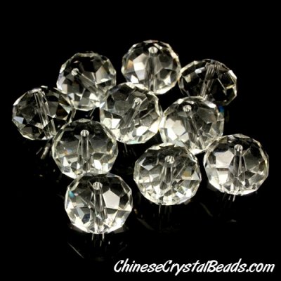 Crystal Rondelle Bead Strand, Clear, 12x16mm ,10 piece