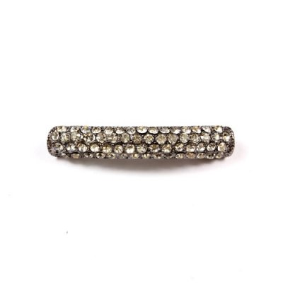 Rhinestone pave tube beads, gunmetal, 8x40mm, 1pcs