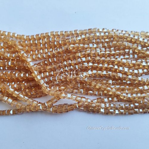 4mm Cube Crystal beads about 96Pcs, lt golen shadow