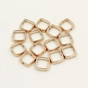 brass spacer beads, champagne gold plated brass, square shape, 13mm, Sold per pkg of 10.