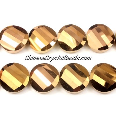 Chinese Crystal Twist Bead, 18mm, Copper 10 beads