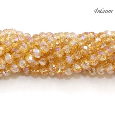 4x6mm Chinese Crystal Rondelle Beads Strand, G.champagne AB, about 95 beads