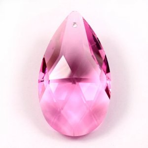 50x28mm Crystal Faceted Teardrop Pendant, pink, hole: 1.5mm