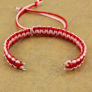 Pave chain, nylon cord, pink and red, wide : 7mm, length:14cm