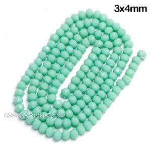 130Pcs 3x4mm Chinese Crystal Rondelle Beads, opaque lt turquoise