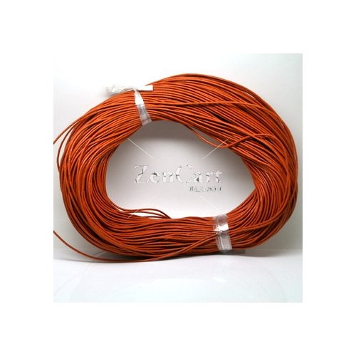 Round Leather Cord, orange , #1mm, 1.5mm, 2mm, Sold by the Meter