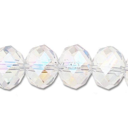 Crystal Large Rondelle Bead Strand, Clear AB, 12 x 16mm, 10 beads