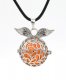 Angel wings Mexican Bolas Harmony Ball Pendant Angel Baby Caller Chime Bell, platinum plated brass, 1pc