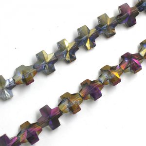 14mm Chinese Crystal Cross Bead, purple light, 10 beads