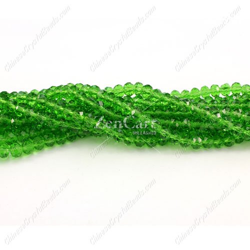 130Pcs 3x4mm Chinese Crystal Rondelle Bead Strand, fern green