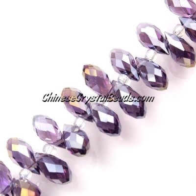 Chinese Crystal Briolette Strand, violet AB, 6x12mm, 20 beads