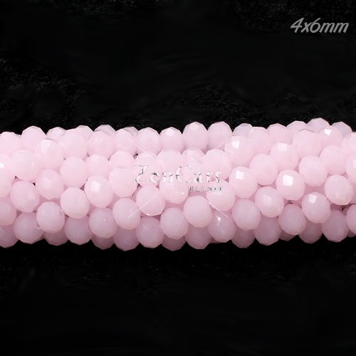 4x6mm Chinese Crystal Rondelle Beads Strand, pink jade, about 95 beads