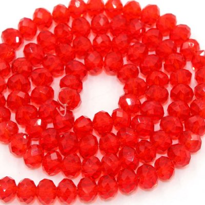 Chinese Crystal Rondelle Bead Strand, light Siam, 6x8mm , about 72 beads