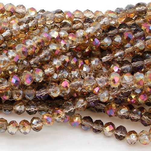 4x6mm Rondelle Crystal beads, amber and purple light, about 95 Pcs