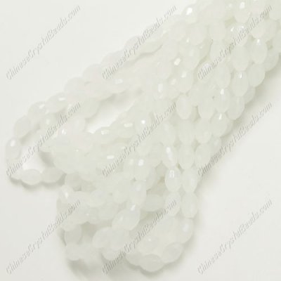 Chinese Barrel Shaped crystal beads, White Jade, 4X6MM, about 72 Beads