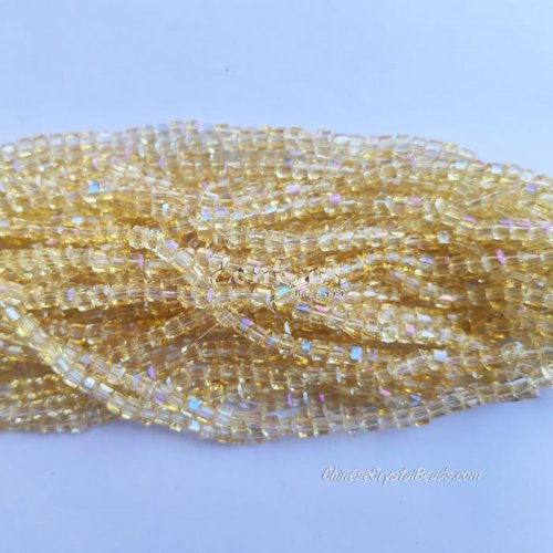 4mm Cube Crystal beads about 95Pcs, lt yellow AB