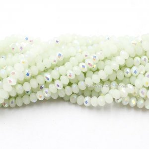 4x6mm Opaque Lt. Green half AB Chinese Crystal Rondelle Beads about 95 beads