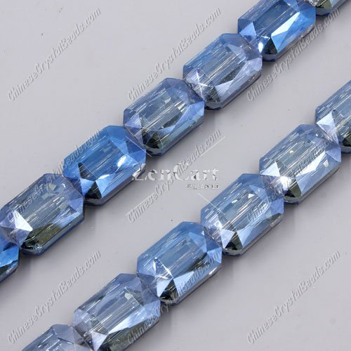 Chinese Crystal Faceted Rectangle Pendant ,magic Blue, 13x18mm, 10 beads