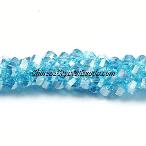 4mm Crystal Helix Beads Strand Aqua AB, about 100 beads