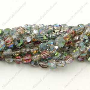 5x6mm Bread crystal beads long strand, green and purple light, about 100pcs per strand