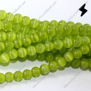 glass cat eyes beads strand, lt-olive-green, about 15 inch longer