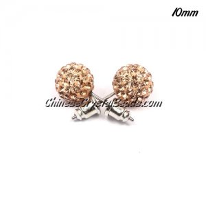 Pave clay disco Earrings, peach, 10mm, sold 1 pair