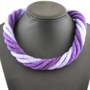 Stardust Mesh Necklace, 6 line helix necklace, mix purple #2 , length: about 57CM
