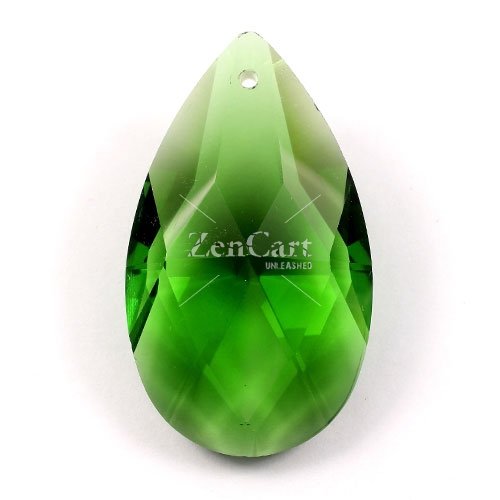 50x28mm Crystal Faceted Teardrop Pendant, fern green, hole: 1.5mm