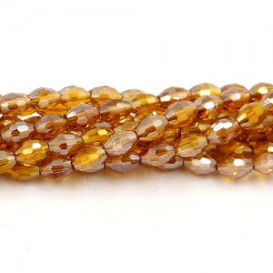 6x9mm 70Pcs Chinese Barrel Shaped crystal beads, amber AB