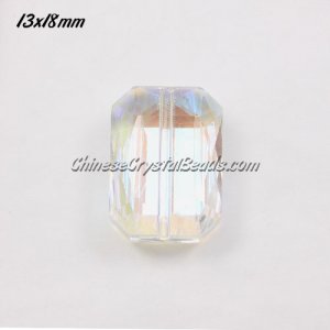Chinese Crystal Faceted Rectangle Pendant ,clear AB, 13x18mm, 10 beads