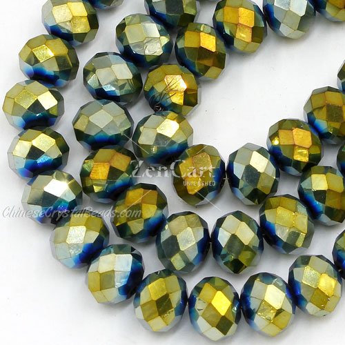 70Pcs 8x10mm Chinese Crystal Rondelle Beads Strand, Green Light
