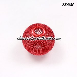 25mm Red Mesh Bead, Basketball Wives, 10 pieces