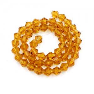Chinese Crystal Bicone bead strand, 6mm, Amber, about 50 beads
